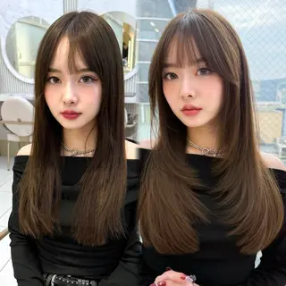 セミロング カラー 似合わせレイヤー/ 透明感カラーのヘアスタイル