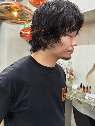 メンズ RIN パーマ/暖色カラーのヘアスタイル