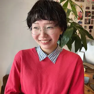 ショート カラー パーマ ヘアアレンジ メンズ キッズ デザインパーマ メンズカット 郁美のヘアスタイル