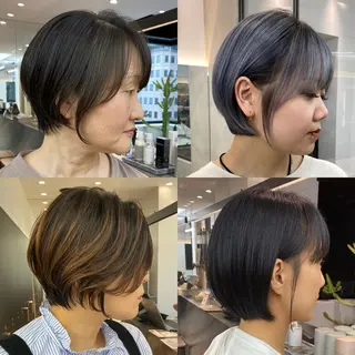 ショート カラー レイヤーボブ縮毛矯正 韓国RINAのヘアスタイル