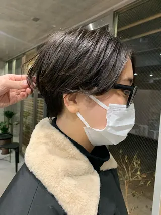 ショート カラー ボブパーマコテ巻き風 パーマNo1深江秀平のヘアスタイル
