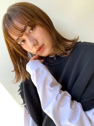 ミディアム カラー ヘアアレンジ 💛似合わせカット カラー💛 amiのヘアスタイル