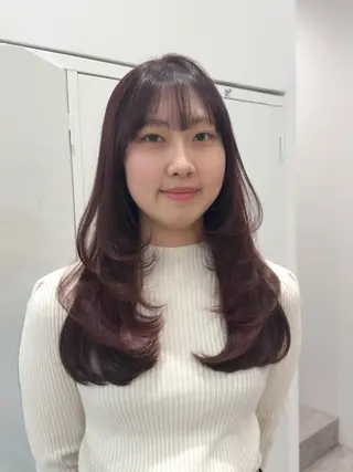 ロング カラー ヘアアレンジ 立川レイヤー 透明感カラーaoiのヘアスタイル