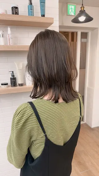 ミディアム カラー パーマ ヘアアレンジ メンズ キッズ レイヤーカット／顔周 りカット/縮毛矯正のヘアスタイル