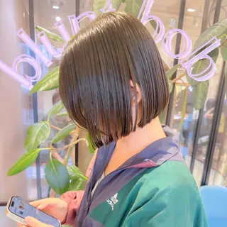 ショート 縮毛矯正/ストンボブ Wカラー💎ヒデジのヘアスタイル
