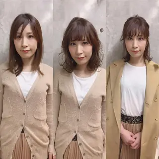 ミディアム カラー パーマ 及川 光のヘアスタイル