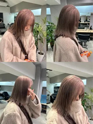 ミディアム カラー ハイトーンボブ 前田 表参道　グレージュのヘアスタイル