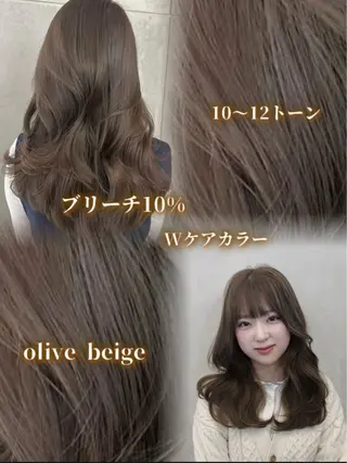 カラー 韓国風レイヤーカラー ライムのヘアスタイル