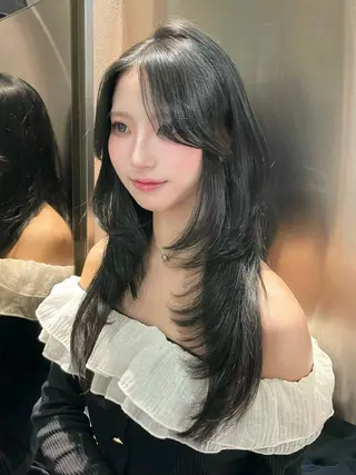 ロング カラー 縮毛矯正ブリーチなし 🍒❤ゆうきのヘアスタイル