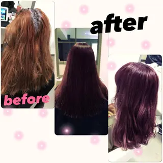 セミロング ロング カラー パーマ ヘアアレンジ 吉本 yoshimotoのヘアスタイル
