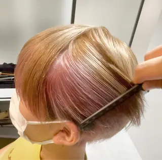 ショート カラー メンズ 🧸赤み消し🐾 ラベンダ/ミルクティのヘアスタイル