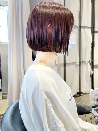 ミディアム カラー 須藤　優真 切りっぱなしボブのヘアスタイル