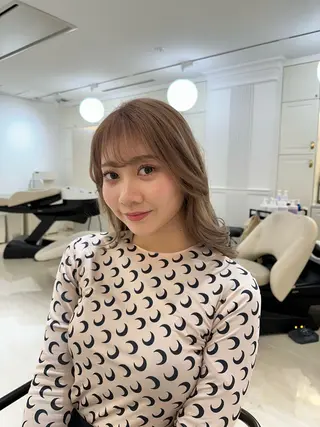 セミロング カラー KOGA／ パーマモデル募集のヘアスタイル