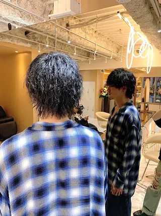 ミディアム パーマ メンズ ✨美髪矯正×髪質改善 🍎カイト🍎渋谷のヘアスタイル