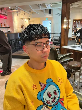ショート パーマ メンズ 🎱メンズフェード 特化HYOGA🎱のヘアスタイル