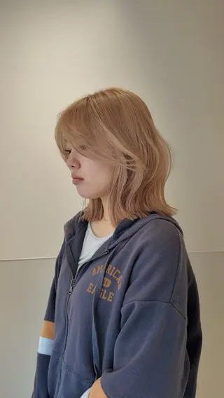 ミディアム カラー パーマ ヘアアレンジ メンズ 切りっぱなしヘアボブ ミディアムヘアRYOのヘアスタイル