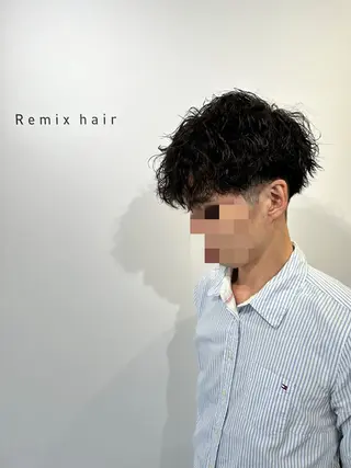 ミディアム パーマ メンズ 三宅 亨表のヘアスタイル