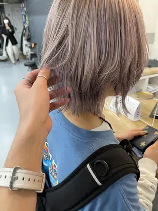 ミディアム カラー 森本裕/オーナー/ ハイトーン/パーマのヘアスタイル