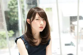 ミディアム セミロング ロング カラー パーマ 内藤 達也のヘアスタイル