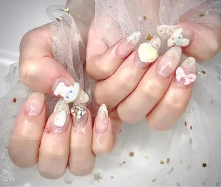 ネイル I-nailロング /ワンホン/キラキラのネイルデザイン