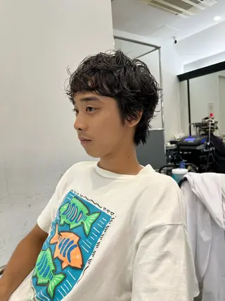 パーマ メンズ くせっ毛カット タツヤのヘアスタイル