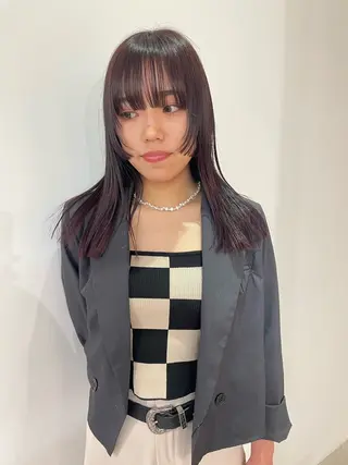 セミロング カラー MIU/ルーツカラー 顔まわりレイヤーのヘアスタイル