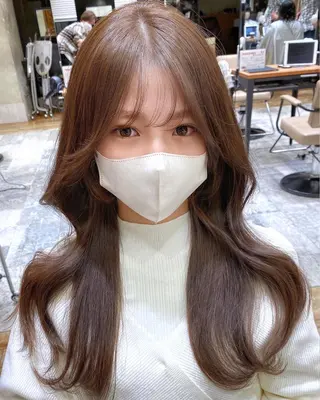 ロング カラー 顔まわりカット🌟 くびれヘア/寺門遥輝のヘアスタイル
