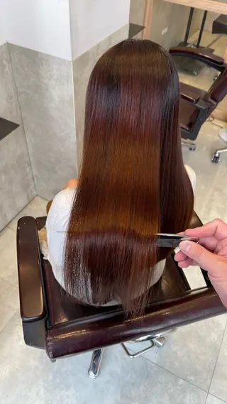 ロング 縮毛矯正クロスパーマ 益子達也のヘアスタイル