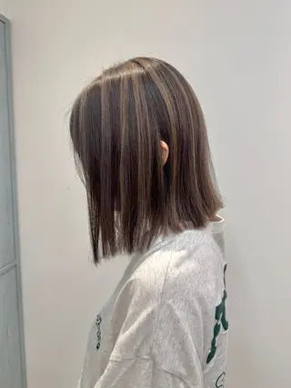 ミディアム カラー ほの カラー特化/ ブリーチ/ボブのヘアスタイル