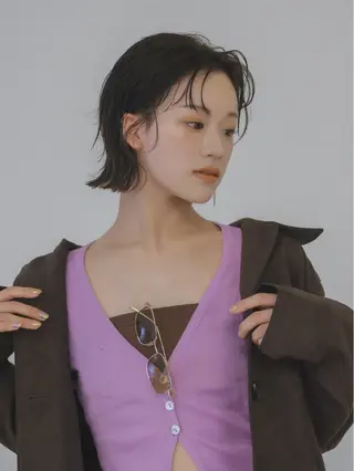 ショート 心美/ブリーチなし 透明感カラーのヘアスタイル