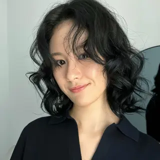 ミディアム ボブ/ニュアンス パーマ/sen🩶のヘアスタイル