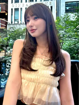 セミロング ワンカールレイヤー 顔周り☺︎shunのヘアスタイル