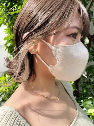 ミディアム カラー 顔周りカット 【オノザワリョウ】のヘアスタイル