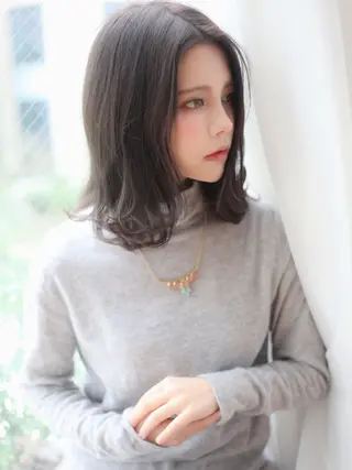 ミディアム カラー パーマ ヘアアレンジ 髪質改善/韓国風 レイヤー/田村祐樹のヘアスタイル