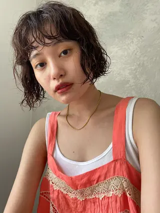 ショート カラー パーマ ヘアアレンジ メンズ キッズ ネイル マツエク・マツパ パーマ/透明感カラー /ボブ/吉田一生のヘアスタイル