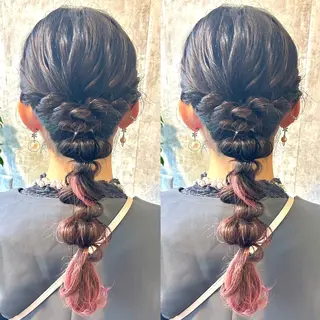 セミロング ヘアメ🎀推しカラー 🥣横浜/しほ🧸のヘアスタイル