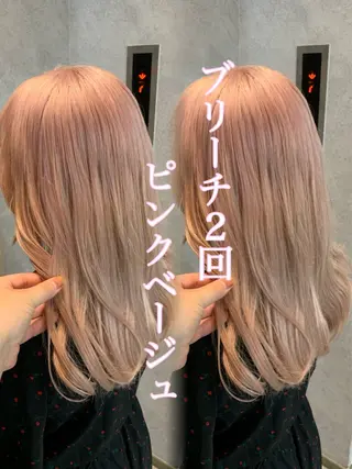 ミディアム ミルクティーベージュ 近鉄奈良駅　向田のヘアスタイル