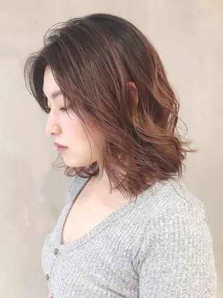 ミディアム カラー パーマ ヘアアレンジ ITbyALBUM 中野店のヘアスタイル