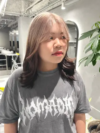 セミロング カラー 暖色ハイトーン特化 🥇Mioのヘアスタイル