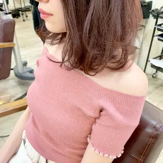 セミロング カラー パーマ ヘアアレンジ ネイル マツエク・マツパ ◆感動口コミ/最小顔 理論カット◆森口 峻のヘアスタイル