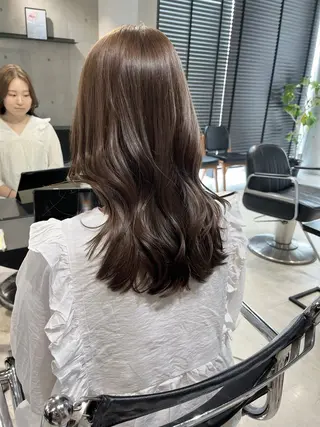 ロング カラー パーマ ヘアアレンジ 透明感/オリーブ/ グレージュ/YUKAのヘアスタイル