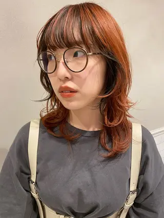 セミロング カラー パーマ ヘアアレンジ ボブ/ミニボブ 透明感カラーkadoのヘアスタイル