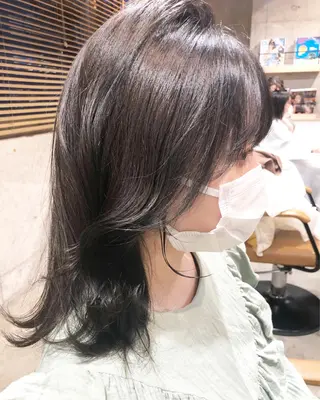 ミディアム 日比崚介🍀 おくれげ小顔カットのヘアスタイル