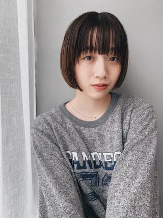 ミディアム カラー ボブパーマコテ巻き風 パーマNo1深江秀平のヘアスタイル
