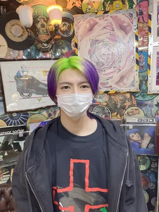 ショート カラー ヘアアレンジ メンズ 🌈派手髪エクステ ブレイズ🌈ひろとのヘアスタイル
