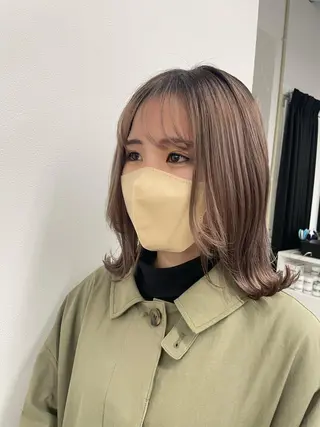 セミロング 愛結 暖色カラー🎀🩰のヘアスタイル