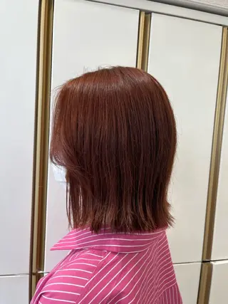ミディアム カラー 暖色カラー/ブリーチ /ボブ/本間陽南のヘアスタイル