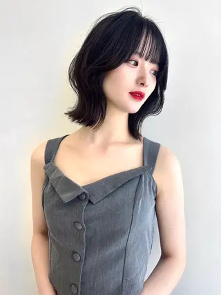 ミディアム カラー 顔周り\エクステ\ 透明感カラー\まりんのヘアスタイル