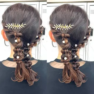 セミロング ヘアアレンジ ヘアメ🎀推しカラー 🥣横浜/しほ🧸のヘアスタイル