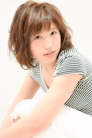 ミディアム パーマ 髪質改善× 白髪ぼかし溝江のヘアスタイル